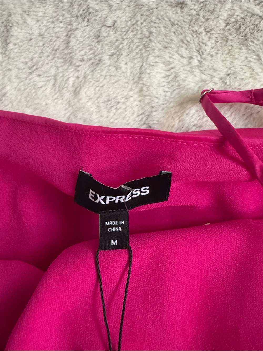 Express Fuchsia Satin V-Neck Cami - Picture 3 of 7